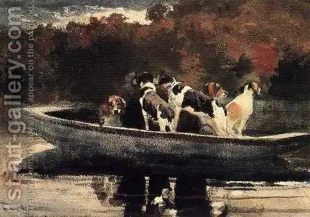 Dogs In A Boat by Winslow Homer